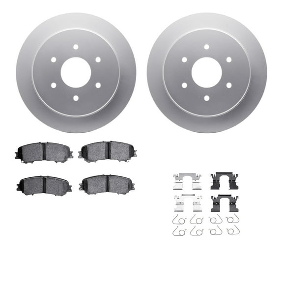 Dynamic Friction Company Rear Geospec Brake Rotors with 5000 Advanced Brake Pads includes Hardware 4512-67159