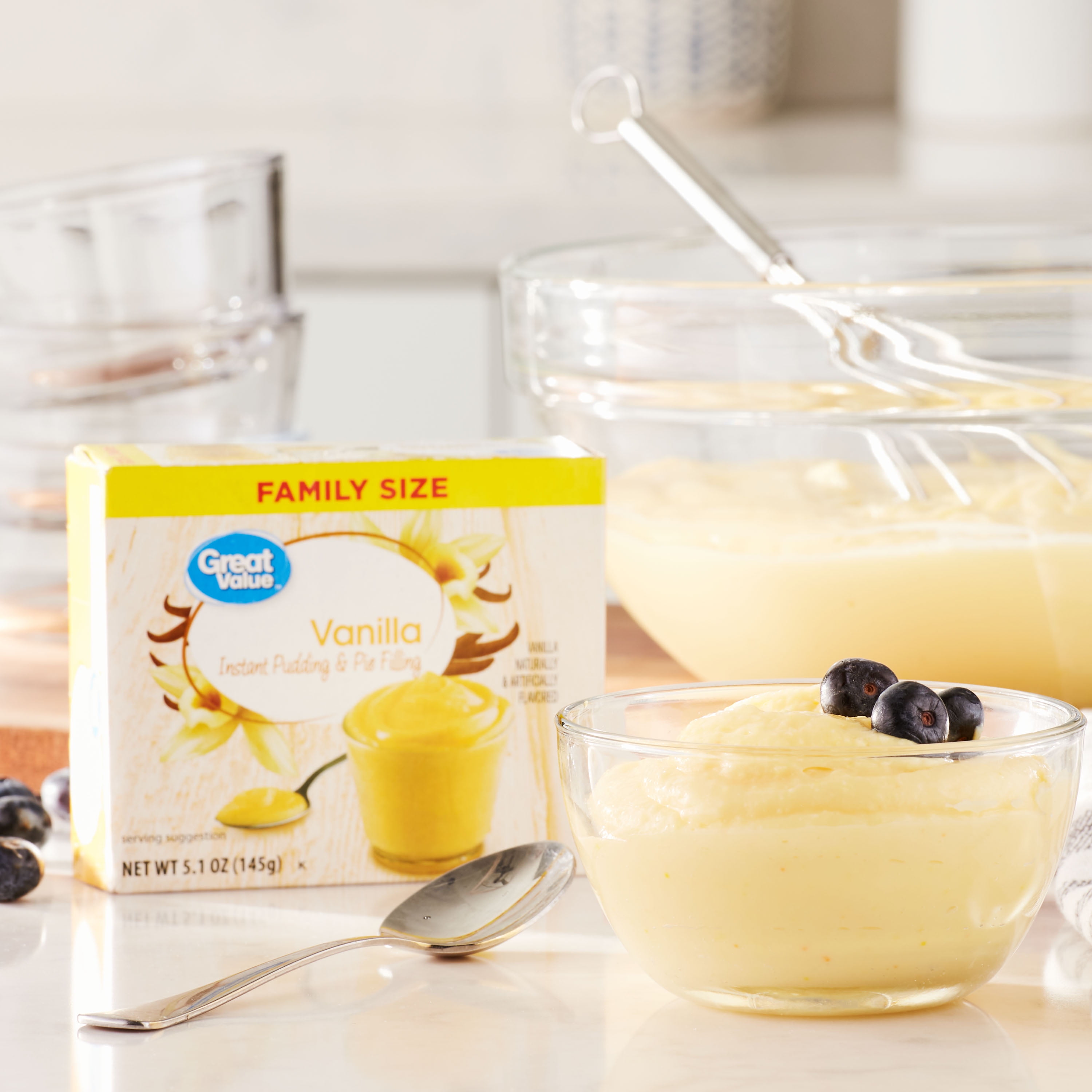 (8 pack) Great Value Vanilla Instant Pudding and Pie Filling, Family Size, 5.1 oz Carton