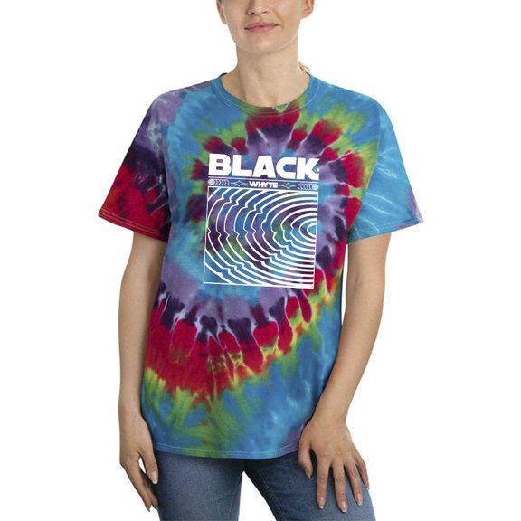 Black Whyte Techno Style Tie Dye Spiral Women -Image by Shutterstock, Female Medium