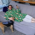 thumbnail image 3 of Wearable Oversized Blanket,Green Christmas Santa and Icon Pattern Wearable Blanket Hoodie for Adults,Cozy Hooded Blankets with Super Pockets,Super Warm Fuzzy Pullover for Women & Men, 3 of 6