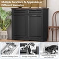 thumbnail image 6 of Double Tilt Out Trash Can Cabinet with Deodorizing Function & Charging Station, 2 x 10 Gallon Hidden Laundry Hamper Cabinet with Storage Drawers, Garbage Can Holder for Kitchen, Bathroom, Black, 6 of 16