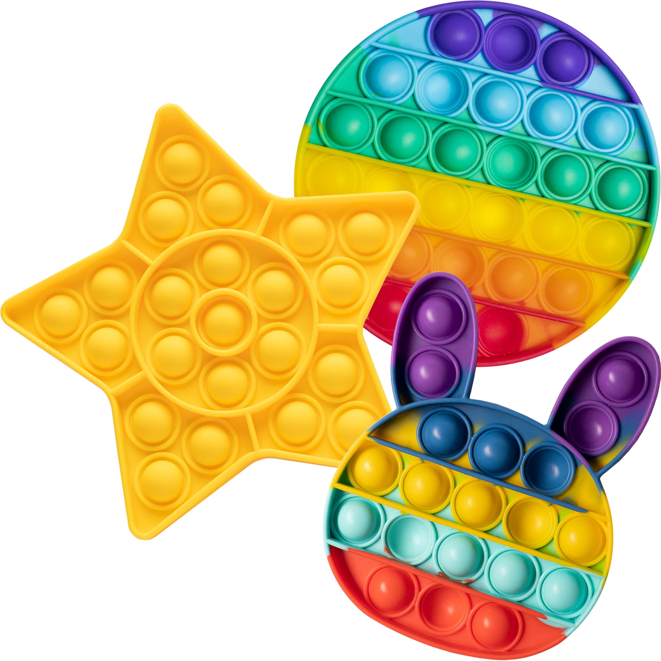 Silicone Anxiety Reliever Toy Squeeze Sensory Autism Special Needs Stress Reliever for Girls Boys Teens Men Rainbow Pop Fidget Toys for Kids Adults 3 Pack Push Pop Bubble Sensory Fidget Toy 