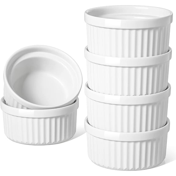 Sauce Cups 2 OZ, Small Dipping Bowls, Mini Ceramic Ramekins Souffle Dishes, Sauce Dip Bowls for Charcuterie Boards, Microwave & Oven Safe, Set of 6, White