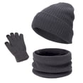 thumbnail image 2 of Unisex Autumn Winter Cute Soft Hat Scarf Gloves Set Knit Warm Snow Cap Touchscreen, 2 of 4