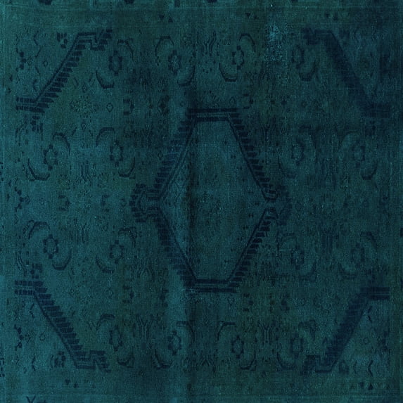 Ahgly Company Indoor Square Oriental Light Blue Modern Area Rugs, 8' Square
