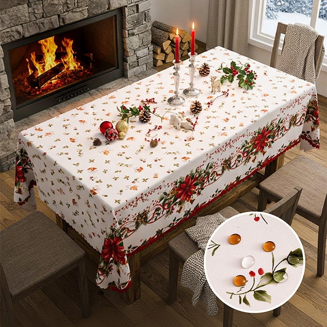 Outdoor Christmas Decorations Table Cloth Christmas And Anti Tablecloth Creative Printed Dining Table Mat Coffee Table Cloth Festive Atmosphere Decoration Disposable Thickened Tablecloth