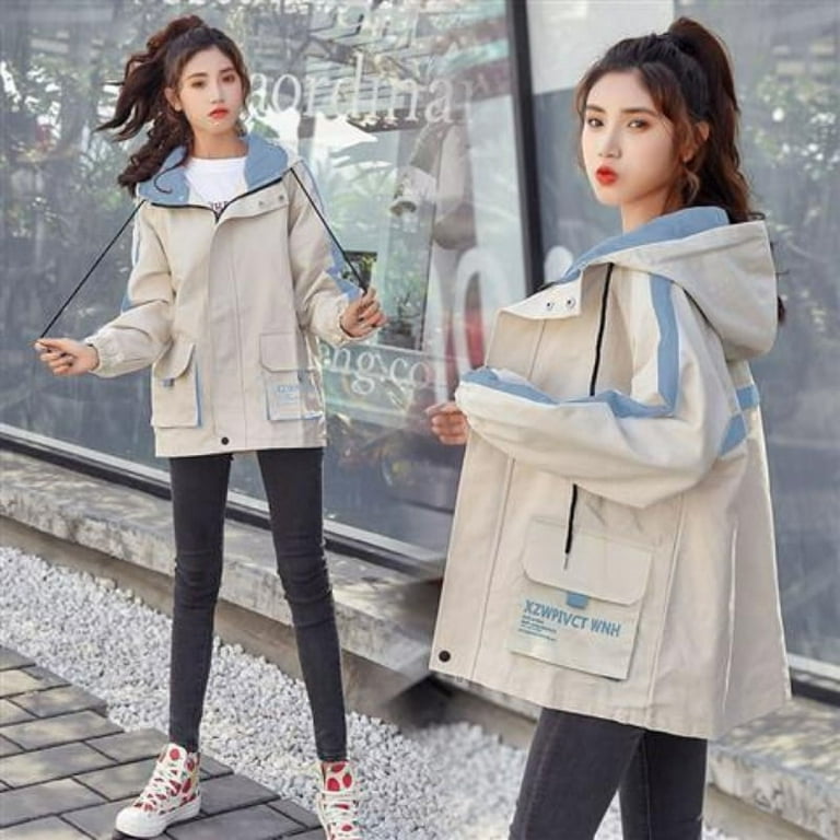 DanceeMangoo Women's Jacket Fashion Korean Loose Sweet Baseball Jacket  Women Clothes Female Lossen Hooded Jacket Casual Jackets for Women Zm