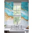 thumbnail image 4 of Sheer Curtain Panels Gold Teal Ocean Waves Rod Pocket Voile Window Curtains Abstract Window Treatments Ligh Filtering Privacy Curtain Drapes for Bedroom Living Room 2 Panel Set 63 Inch Length,, 4 of 9
