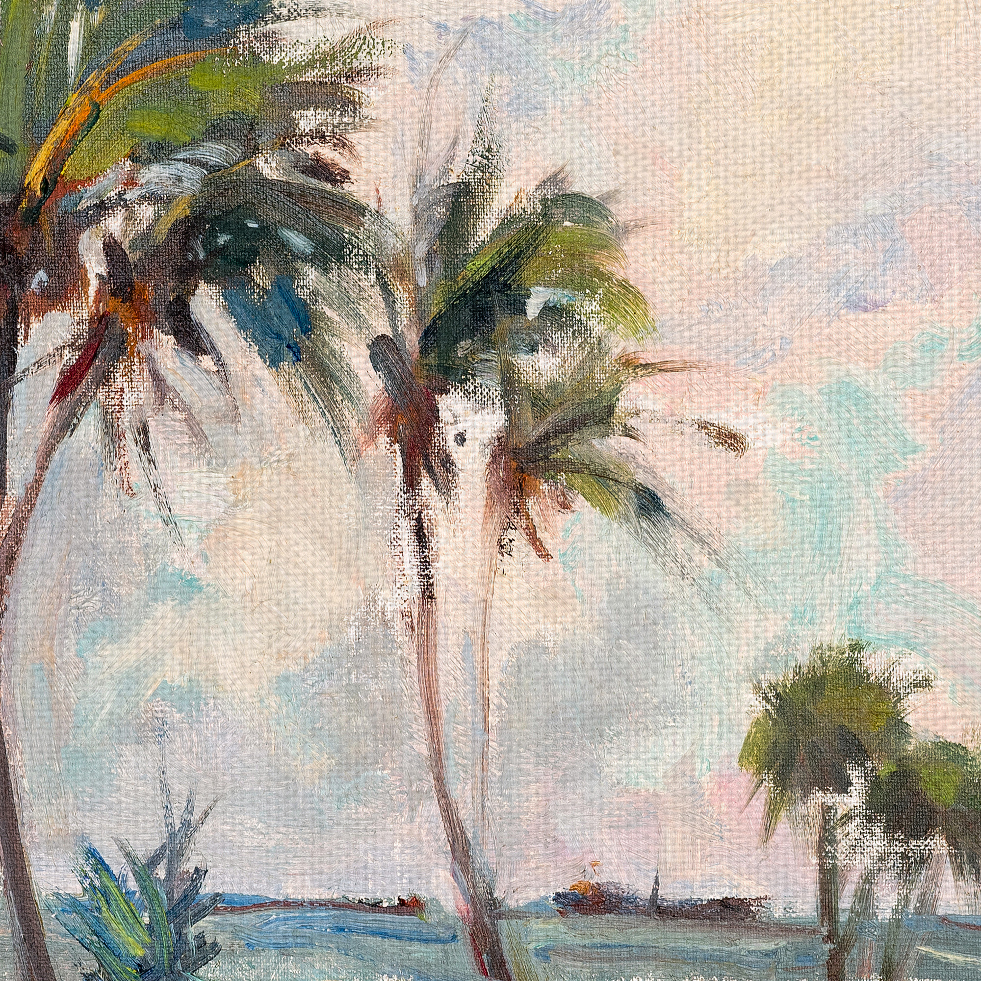Masterpiece Art Gallery Six Palm Trees by the Sea by Richard A. Rogers Canvas Art Print 22" x 28"