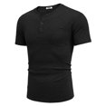 thumbnail image 4 of COOFANDY Men Short Sleeve Casual T Shirt Basic Solid Button Henley Daily Shirt with Pocket, 4 of 9