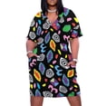 thumbnail image 2 of Mono de los 80 (estampado más grande) Vestido holgado con bolsillos Vestidos de novia de verano para mujer, 2 of 7