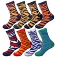 thumbnail image 4 of BambooMN Women's Fuzzy Zebra Print Team Spirit Socks - Super Soft Microfiber Game Day Sports Socks - Zebra Green & Gold - 4 Pairs, 4 of 4