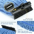 thumbnail image 4 of Large Heavy-Duty Commercial Mop Head Replacement – Screw-On Wet Industrial Cotton Looped String Refill with Built-in Tough Polypropylene Bristle Brush for Floor Cleaning (Blue 2 Pack), 4 of 5