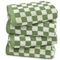 thumbnail image 1 of Toallas de mano Jacquotha Green a cuadros, juego de 4 piezas de algodón, 1 of 7