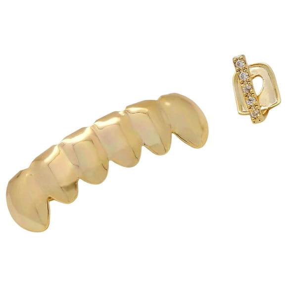 18k Plated Grills Hip Hop Punk Upper Teeth Grill gold Lower Sparkling for Men Women Gift golden