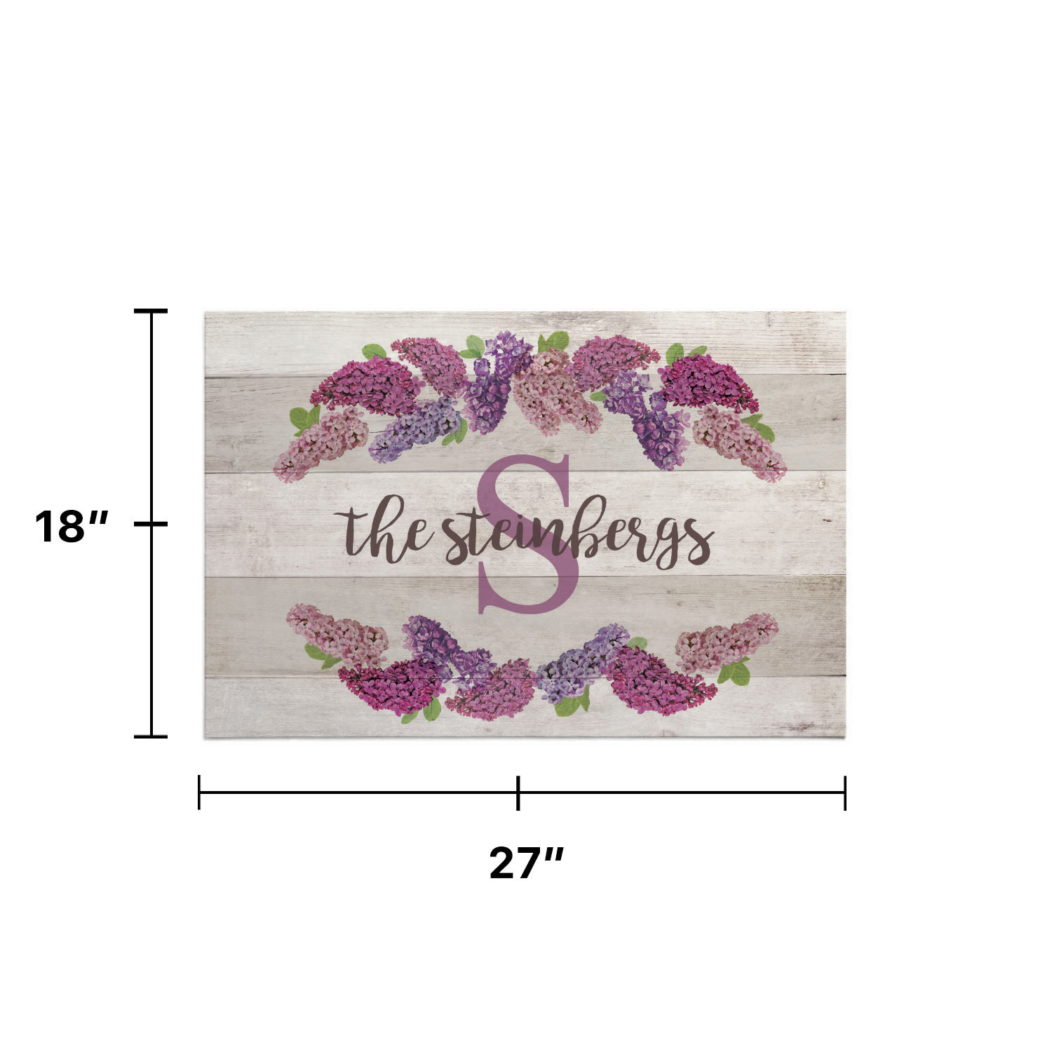 Personalized Planet 27x18 Spring Is In Bloom Doormat with Custom Family Name Printed on Cream Rectangular 1/8” Thick Non Slip Mat with Floral Design for Kitchen Hallway Deck or Porch