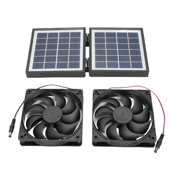 2x5W Solar Ventilation Fan Kit, Automatic Exhaust Fan with 10W Foldable Solar Panel for Chicken Coop, Greenhouse, Shed and Attic
