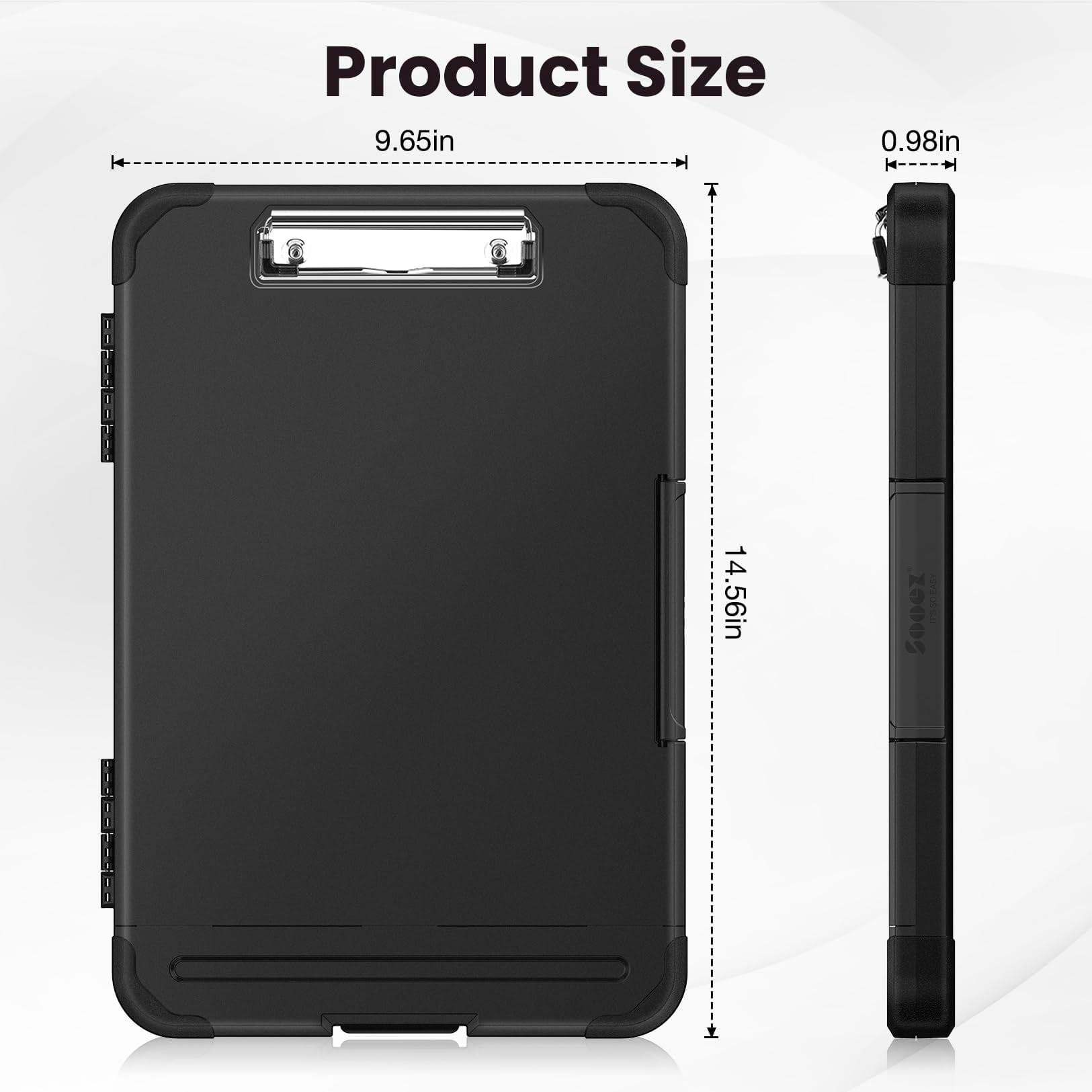 Reinforced Clipboard With Storage  Inner Plastic Folder Attached Heavy Duty Clip Boards 8.5x11 Pen Holder High Capacity Clipboards For Teacher Office Home Letter / A4 Size