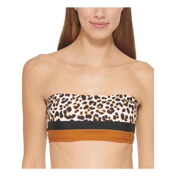 DKNY Womens Animal Print Removable Straps Bikini Swim top