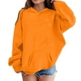 thumbnail image 2 of Curuila Toddler Girls Boys Hoodies Solid Color Long Sleeve Crew Neck Soft Pullover With Pocket Comfortable Autumn Winter Sweatshirt Orange Size 5-6 Years, 2 of 5
