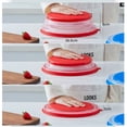 thumbnail image 4 of Splatter Guard & Colander Kitchen Gadget for Food & Meal Prep / Dishwasher-Safe, BPA-Free Silicone & Plastic Vented Collapsible Medium Microwave Cover (Charcoal), 4 of 6