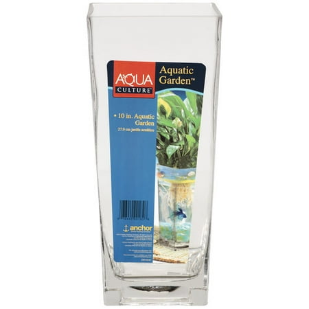 Anchor Hocking Aqua Culture Aquatic Garden 10" Square Fish Vase