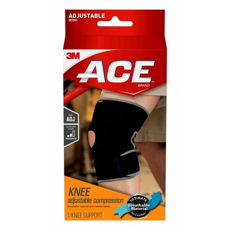 ACE Brand Knee Support, Adjustable, Black/Gray, (Best Knee Support For Exercise)