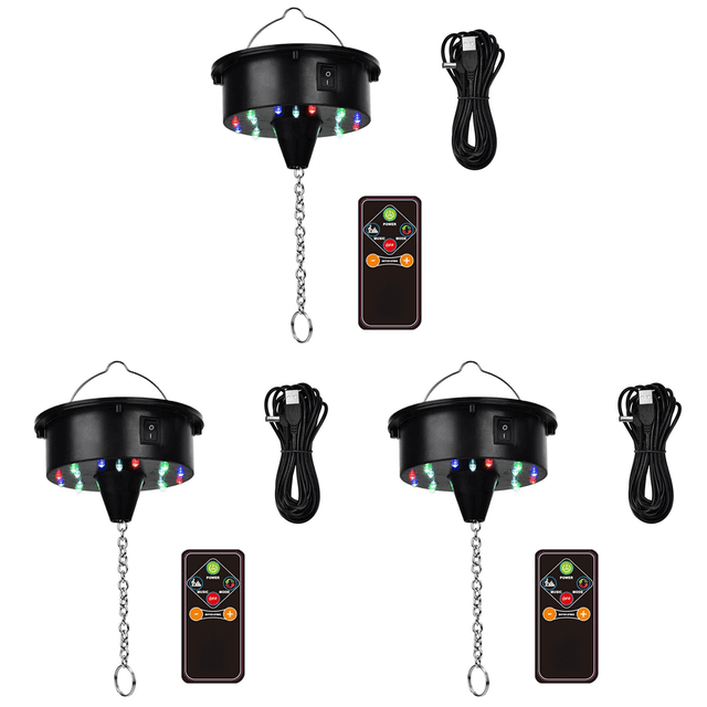3X Rotating Disco Ball Motor Lights with Remote,18 LEDs for 12 16 20 24inch Mirror Ball Rotator(NotIncludedBall),3x Disco Ball Motor Lights 3x remote control 3x USB data cable,Black