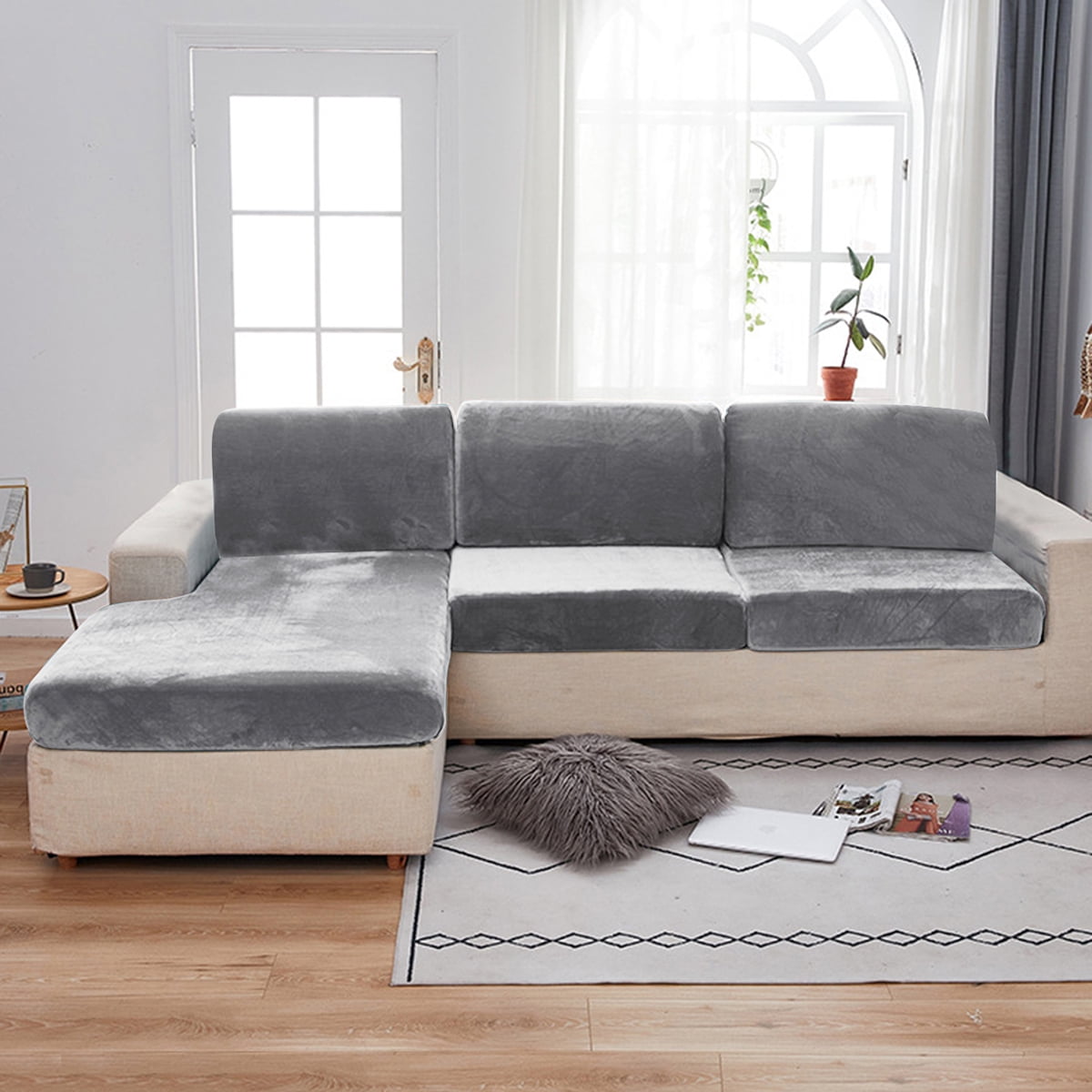 Rosnek Stretch Velvet Sofa Slipcovers Individually Sofa Cushion Covers