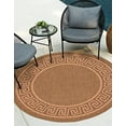 thumbnail image 2 of Unique Loom Outdoor Collection Transitional Indoor & Outdoor Casual Greek Key Border Area Rug, 6 Feet, Brown/Light Brown, 2 of 10