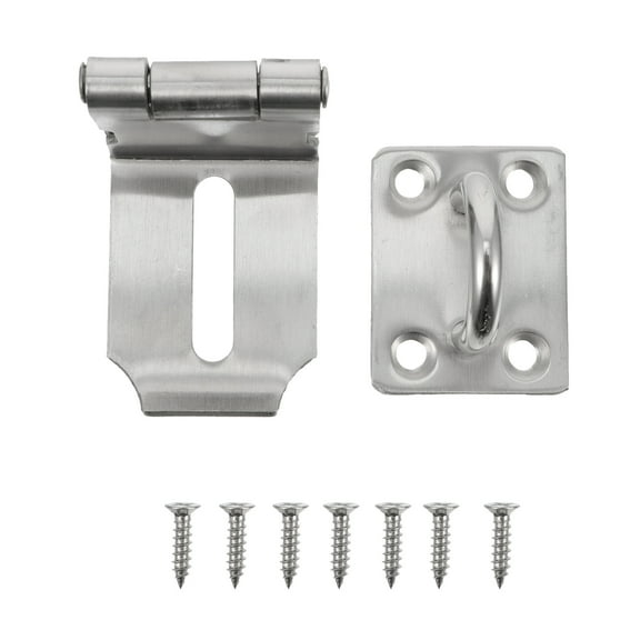 1 Set 3 Inch 90 Degree Padlock Hasp Right Angle Door Clasp Hasp Lock (Silver)