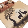 thumbnail image 2 of 5x7 Washable Area Rug, Elk Silhouette Non-Slip Large Rectangle Rug for Living Room Bedroom, Grassland Animal Tree Indoor Floor Mat for Home Decor, 2 of 9