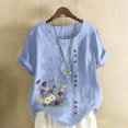 thumbnail image 1 of Xuyuer Women Tops Causal Summer Short Sleeve Oversized T Shirts Loose Blouses Fashion Round-Neck Comfy Women Tunic Tee Shirts Tops Loose Fit Regular Blouse, 1 of 5