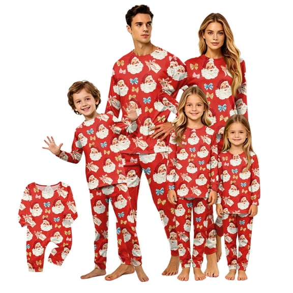 Lvotionpl 2026 Family Christmas Pajamas Matching Sets, Match Family Christmas Pjs Long Sleeve Top & Pants Set Matching Holiday Family Pajama Xmas Sets