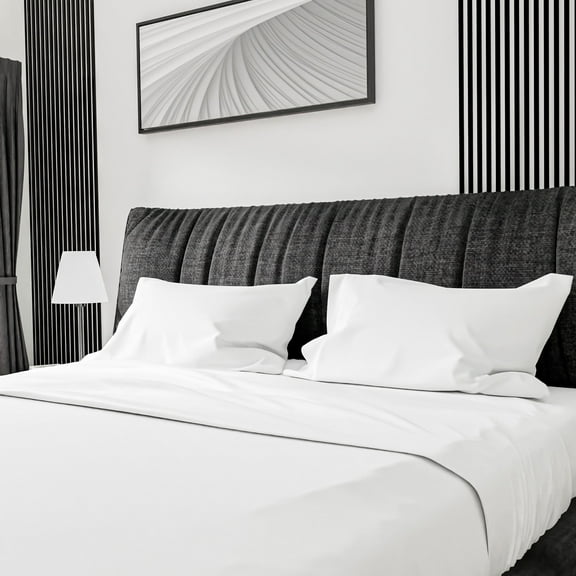 Salt Earth Queen 4 Piece Sheet Set 100% Cotton with 16 Inch Deep Pockets Easy Fit Sateen Weave Luxury Sheets & Pillowcases Extra Soft Breathable & Wrinkle Free - Snow Drop