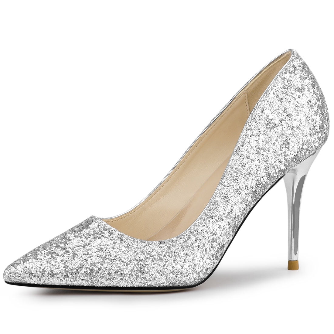 silver pumps size 8
