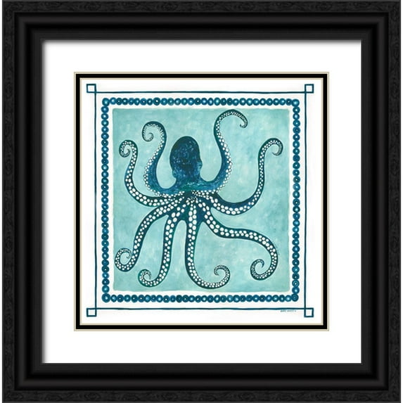 Shamp, Cindy 20x20 Black Ornate Wood Framed with Double Matting Museum Art Print Titled - Octopus I Frame