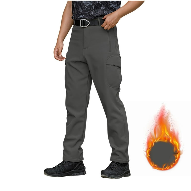 GuangCheng Cargo Pants for Men Waterproof Fleece Lined Winter Warm