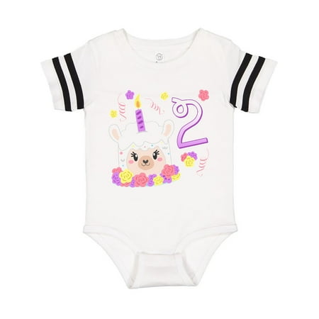 

Inktastic Second birthday- cute llama cake Gift Baby Boy or Baby Girl Bodysuit