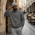 thumbnail image 5 of Dwelliawo Mens Zip Up Sweatshirt No Hood Mock Neck Sweatshirts Men's Fleece Jackets Full Zip Lightweight Jacket Seam Pocket Dark Gray XL, 5 of 6