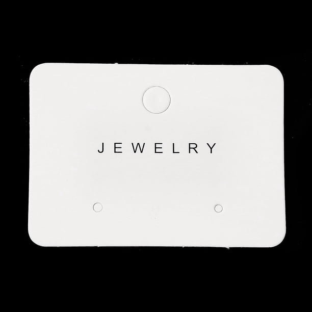 200 tarjetas de exhibición de joyería de papel con orificio para colgar. Un par de tarjetas rectangulares para exhibir aretes con la palabra "Joyería".