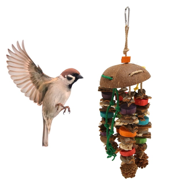 Juguetes Para Masticar Pájaros, Atractivos Bloques De Madera Para Loros, Piñas De Pino, Bloques De Madera De Colores Brillantes, Cáscara De Segura, Resistente A Desgarros