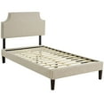 thumbnail image 3 of Modern Contemporary Urban Design Bedroom Twin Size Platform Bed Frame, Fabric Copper Nail Rivet, Beige, 3 of 5