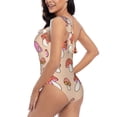 thumbnail image 4 of Rateoe 70s Mushroom Pattern Women One Piece Swimsuits Tummy Control One Shoulder Bathing Suits Ruffle Swimwear-X-Large, 4 of 6