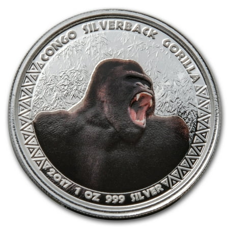 2017 Republic of Congo Silver 1 oz Silverback Gorilla (Colorized)