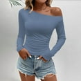 thumbnail image 4 of Womens Tops Off Shoulder Long Sleeve Slim Crop Going Out Sexy Trendy Tops, 4 of 9