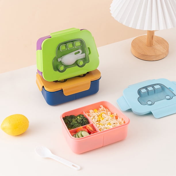 Fiambrera Bento 800ml | Recipiente de preparación de comidas impermeable de 3 compartimentos | Plástico apto para microondas • Ligero de grado alimentario • Almacenamiento de utensilios incorporados