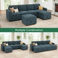 thumbnail image 3 of HONBAY Convertible U-Shaped Corduroy Modular Sectional Sleeper Sofa Bed with Pull-Out Design and Hidden Storage, Blue, 3 of 11