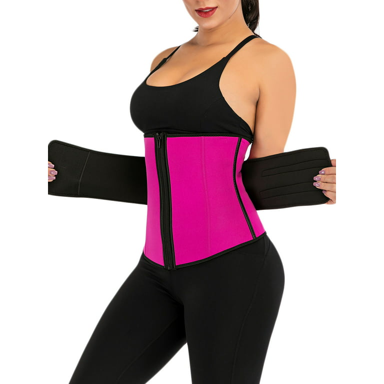 FOCUSSEXY Women Waist Belt Sweat Waist Trainer Neoprene Shapewear Tummy  Control Breathable Adjustable Sweat Band Girdle Zipper Slimming Weight Loss