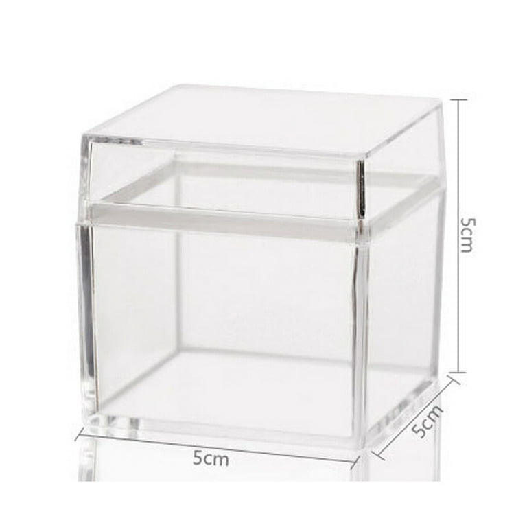 Ceise 5 Pack Clear Plastic Box with Lid, Plastic Boxes for Display, Small Acrylic Box Clear Plastic Box, Plastic Square Cube for Candy Jewelry Storage